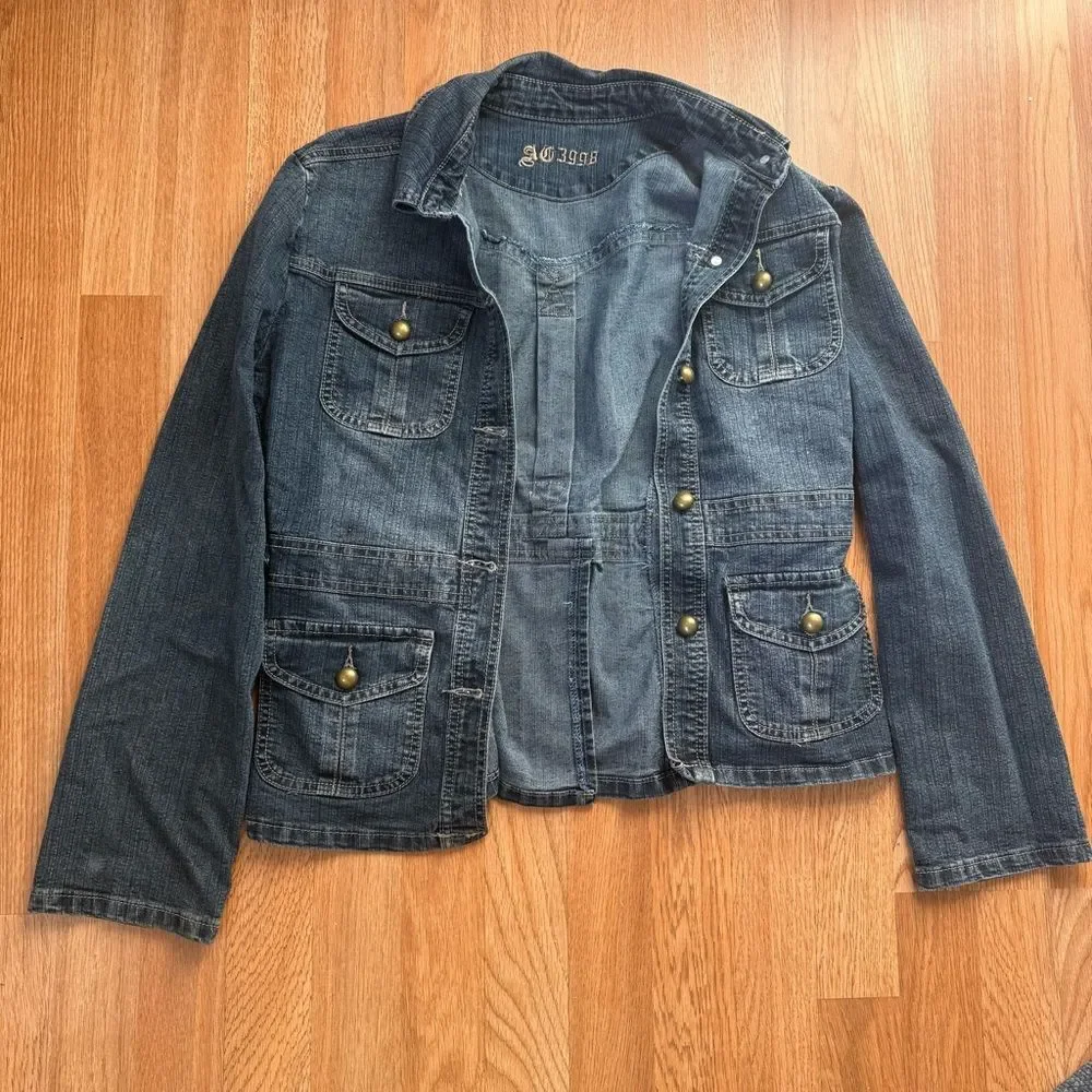 Vintage Y2K Access Jeans Tailored Military Denim Jacket Size Medium - Picture 8 of 8